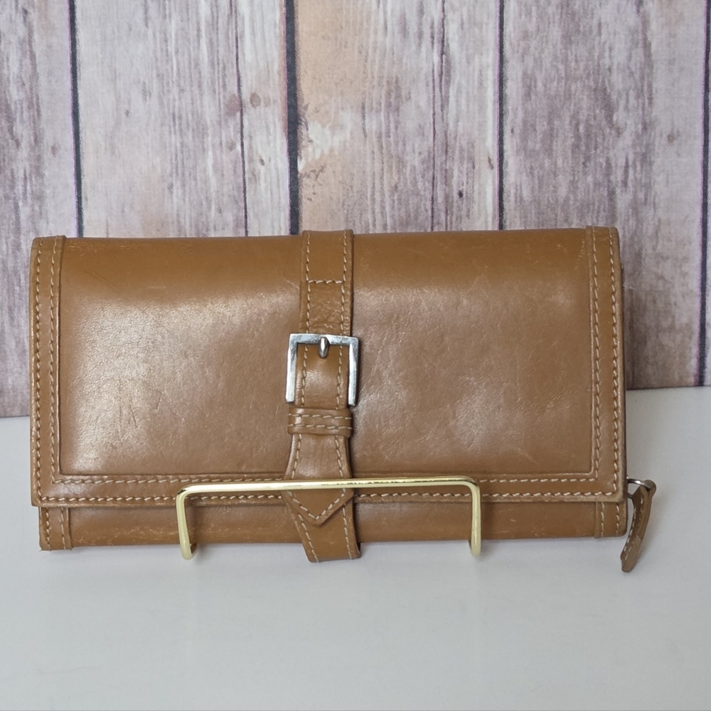 Burberry Tan Leather Continental Buckle Wallet